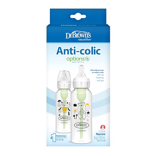 Dr. Brown's Anti-Colic Options+ Narrow Baby Bottle, Bear & Owl, 2-Pack - color: 2-Pack, Bear & Owl, size: 1 Count (Pack of 2)
