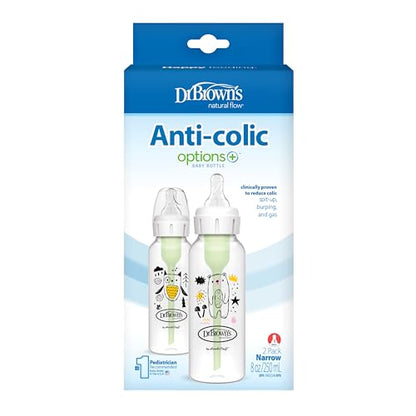 Dr. Brown's Anti-Colic Options+ Narrow Baby Bottle, Bear & Owl, 2-Pack - color: 2-Pack, Bear & Owl, size: 1 Count (Pack of 2)