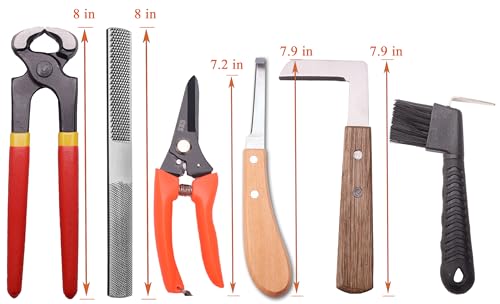 8 inch Farrier Tool Kits （9 Pcs） Mini Rasp Hoof File Goat Pig Equine