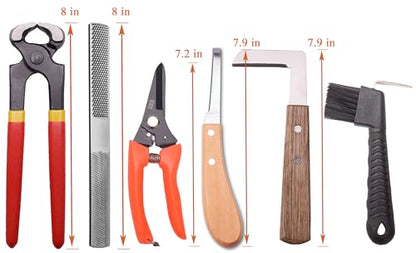8 inch Farrier Tool Kits （9 Pcs） Mini Rasp Hoof File Goat Pig Equine