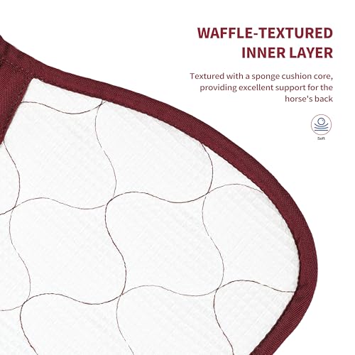 Harrison Howard Mesh Riding Half Pad for English Saddle Comfortable Cushioning Reduce Pressure on Horse’s Back - color: Burgundy