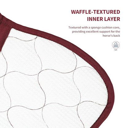 Harrison Howard Mesh Riding Half Pad for English Saddle Comfortable Cushioning Reduce Pressure on Horse’s Back - color: Burgundy