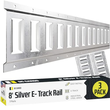 DC Cargo Mall E Track Tie Down Rail Kit 8' (3 Pack) for Garages, Vans, Trailers, Motorcycle Tie Downs, ATV Mountings - Galvanized Steel - Secure Cargo & Heavy Loads Up to 2,000 lbs - size: 3-pack