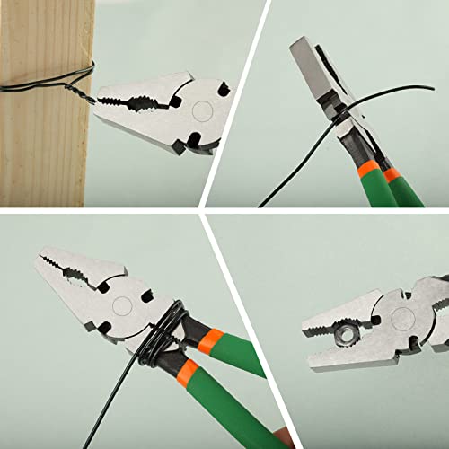 SPEEDWOX 10" Heavy Duty Square Nose Fence Pliers - High-Leverage Multi-purpose Chain Link Fence Tool - Barbed Wire Cutter, Nail Puller - style: 10" Fence Pliers