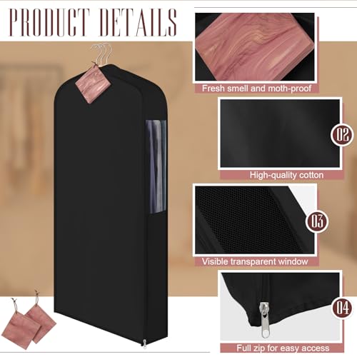 Briwooody Cotton Garment Bags, 2 Sets,Moth Protection,40 x 24 x 6 in, Black - color: Black, size: 40 x 24 x 6 Inch