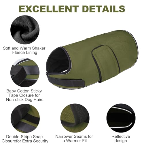 BEAUTYZOO Dog Winter Coat for X-Large Dogs, Waterproof Canvas Jackets - color: Green, size: XL(Chest Girth 34"-45", Back 24", Neck 24"-29")