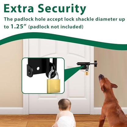 Heavy Duty Gate Latch with Padlock Hole Metal Thickened Slide Bolt Latch Mainly Used for Left or Right Hand Wooden Fence Gate Latch Shed Door Latch-2 Pack