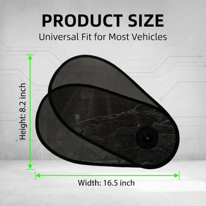2PCS Car Side Window Shade, Adjustable & Rotatable Window Sun Blocker, Mesh Driver Side Sunshades for Heat & Glare Protection, Universal Fit for Most Cars (Black)