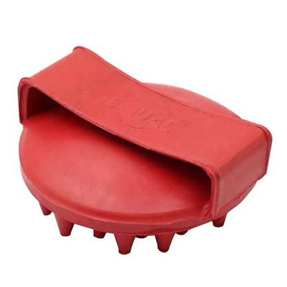 Grewal Equestrian Round Curry Comb with Handle (Red) - color: Red