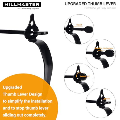 HILLMASTER Thumb Gate Latch for Wooden Fence,Self Locking Thumb Latches Fence Latch with 9in Gate Handle,Heavy Duty Door Latch Gate Hardware Kit for Outdoor Garden,Metal Gate,Vinyl Fence,Black Finish
