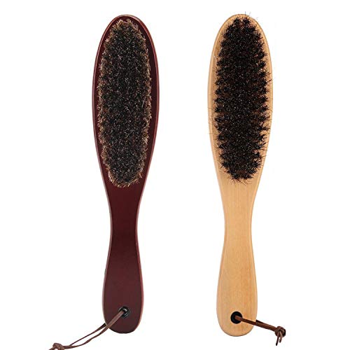 Clothes Garment Dust Cleaning Brush Lint Remover Brush with Genuine Soft Horsehair and Wooden Handle for Coat Men Suits Shoes Jacket Furniture Car Mat and Pet Hair (2-Pack) - size: 2 Count (Pack of 1)
