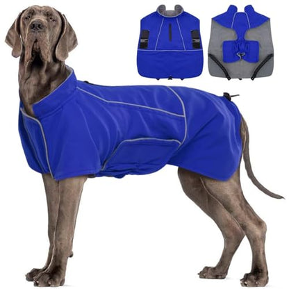MIGOHI Dog Winter Jacket,Dog Coat Waterproof,4XL Winter Snow Coat with Fleece Lining for Large Dogs Boys Girls,Snowproof Pet Jacket,Great Dane,Mastiff,Blue - color: Blue, size: XXXX-Large