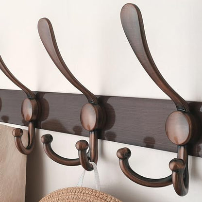 Dseap Coat Rack Wall Mount - 29.5” Long 8-Tri-Hooks Heavy Duty Coat Hanger Rail Wall Hooks for Hanging Coats Hats Clothing Clothes Purse Mudroom Entryway, Red Antique Copper - color: Antique Copper, size: L=29.5” (1 Pcs)