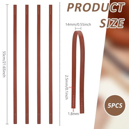 FINGERINSPIRE 5Pcs PU Leather Straps for DIY Horse Harness Strap Making 21.65x0.55x0.1 inch Smooth Replacement Imitation Leather Crown Replacement Break Away Crown Strap - color: Coconut Brown