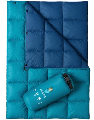 Puffy Blanket for Cold Weather - Down Camping Blanket with Sustainable Insulation, Lightweight & Warm Outdoor Camping Quilt, Water-Resistant, Compact & Packable - color: Baltic