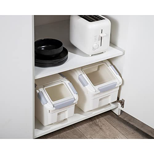 HANAMYA 25 Liter / 40 lbs Rice Storage Container with Measuring Cup, BPA free, For Rice | Grain | Pet Food | Flour, 1 count, White