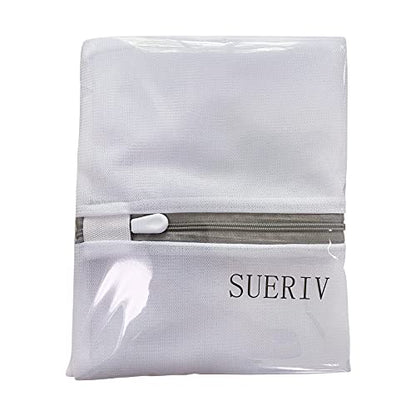 SUERIV Laundry Mesh Bag-Heavy Duty Fine Mesh Wash Bag for Washing Machine-Supper Zipper Net Laundry Bag for Travel,Lingerie,Sweater,Garment,Undergarment （1M+2L）
