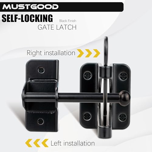 Heavy Duty Automatic Gate Latch for Wooden Fences,Self Locking Metal Gates,Outswinging Pool,Garden,Black (Small)