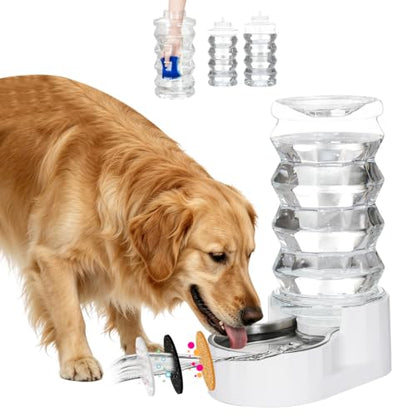 RIZZARI 8L Gravity Dog Water Dispenser: Stainless Steel Bowl Anti-Splash - color: White, size: 8L