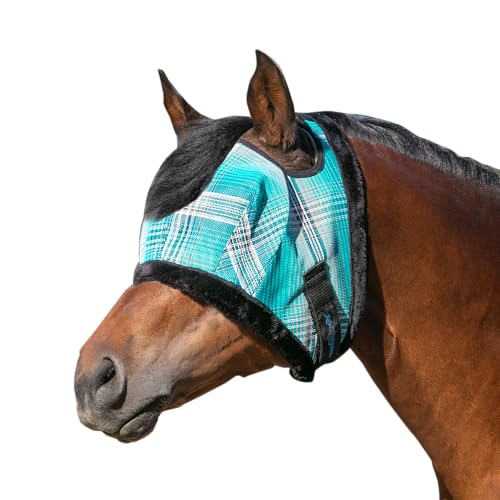 Horse Fly Mask, Fleece Trim, Breathable, Large, Atlantis | Soft fleece trim prevents rubbing, breathable non heat transferring mesh protects face and eyes year round - color: 2021 - Atlantis