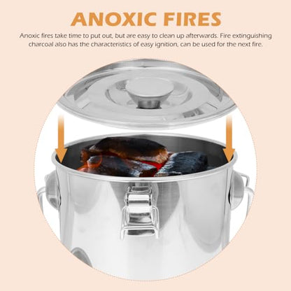 2Pcs Stainless Steel Fire Extinguisher Bucket with Lid Small Metal Airtight Storage Canister for Wine Cooler Beverage Ice Pails with Handles Camping Coolers 3.8 Quarts / 1 Gallon