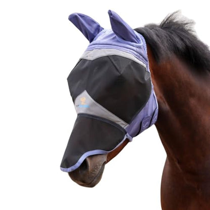 Shires FlyGuard Pro Fine Mesh Fly Mask with UV Protection Sky/Extra Small Pony/Ears and Nose - color: Sky, size: Extra Small Pony