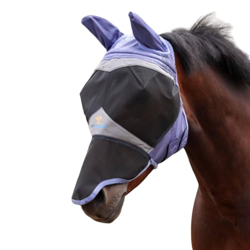 Shires FlyGuard Pro Fine Mesh Fly Mask with UV Protection Sky/Full/Ears and Nose - color: Sky, size: Full