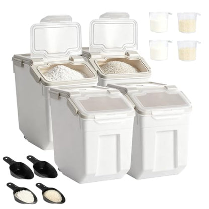 RUIAN Flour Storage Container 50lb Airtight Food Storage Bin(Gray,4pcs) - color: Gray,4pcs,50lb