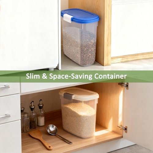 Large Rice Storage Container 15-20 Lbs, Tall Flour Container Dry Food Bin - color: Sapphire Blue