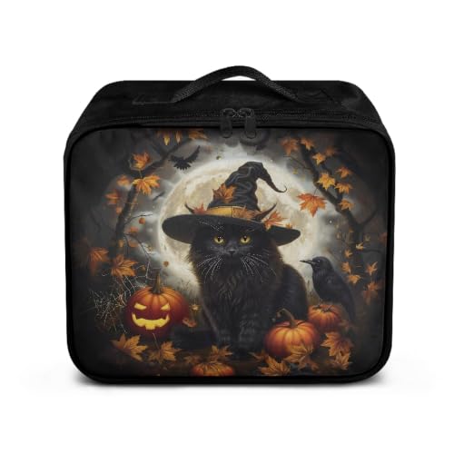 Halloween First Aid Bag Dogs Black Cat Empty Medical Supplies Organizer Bag Portable Trauma Kit for Home Office Kitchen Traveling Camping - color: Halloween Black Cat