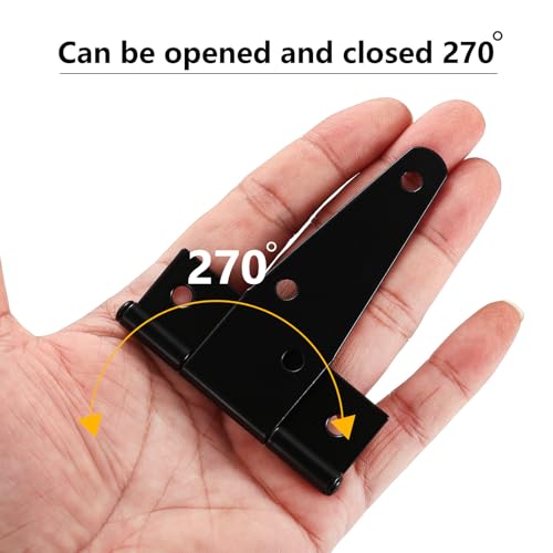 T Strap Hinges Heavy Duty, Shed Door Gate Hinges(Black) - size: 4 Pcs *3 inch