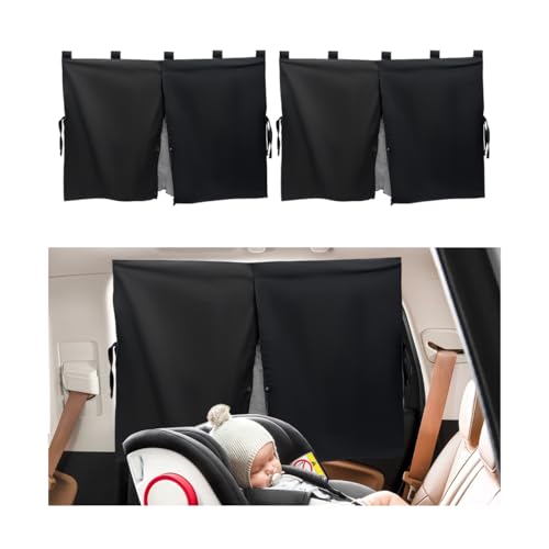 2PCS Car Window Shades, Magnetic Double Layer Side Window Sun Shade for Baby and Kids, Car Curtains for Sun Glare and UV Protection, Privacy Protection Auto Window Screen (Black) - color: Black, 2Pcs