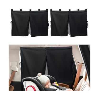 2PCS Car Window Shades, Magnetic Double Layer Side Window Sun Shade for Baby and Kids, Car Curtains for Sun Glare and UV Protection, Privacy Protection Auto Window Screen (Black) - color: Black, 2Pcs