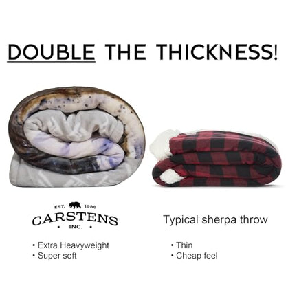 Carstens, Inc. Dean Crouser Plush Sherpa Fleece Oversized Throw Blanket 54" x 68", A Moment's Rest - color: A Moment's Rest