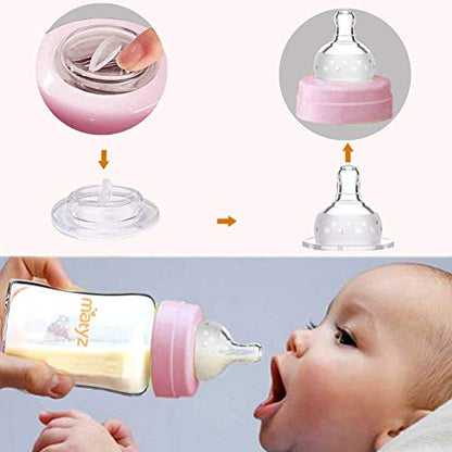 Matyz 유리 모유 보관 용기, 4팩, 226.8g(8온스) 병, Spectra Medela 필립스 아벤트 펌프에 적합 - 넓은 입구 모유 컬렉션 및 뚜껑이 있는 보관 병 - BPA 없음 (핑크 뚜껑) - color: [4개 팩] 핑크 뚜껑 - 226.8g(8온스) 붕규산 유리 병