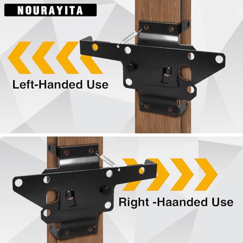 Self Closing Gate Hinge and Latch Kit for Wooden/Vinyl Fence Gate | Heavy Duty Rust Proof Gate Hardware Kit,4 Adjustable Self Closing Hinges & 2 Post Mount Self Locking Gate Latch (Black)