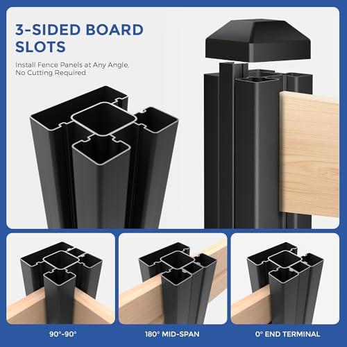 2 Pack 6ft Heavy Duty Aluminium Fence Post, No Dig Metal Post for Outdoor Privacy Fence Panels, Compatible with Wood Slats and Composite Boards for Patio, Backyard & Garden (2 Pack) - color: 6 ft Post-2pcs