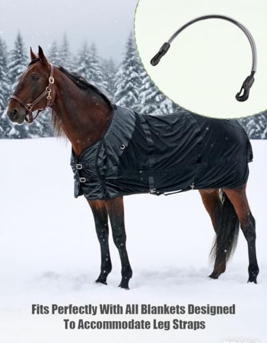 4 Pack Adjustable Elastic Horse Blanket Straps with Double Ended Clips | Suitable for Horse Tails, Horse Blankets for Real Horses & More (20-30 Inches)