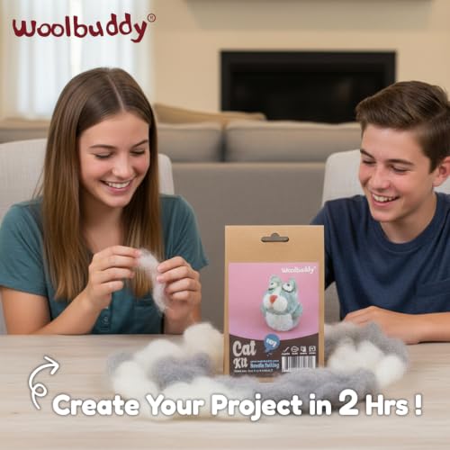 Woolbuddy Needle Felting Starter Kit (Cat) for Beginner & Adults with Tool - color: Cat