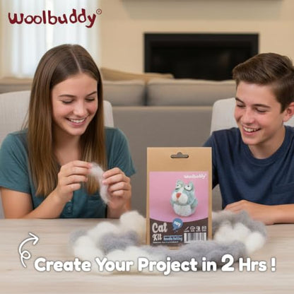 Woolbuddy Needle Felting Starter Kit (Cat) for Beginner & Adults with Tool - color: Cat