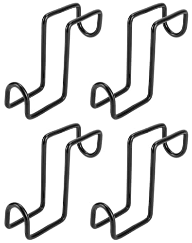 QWORK 4 Inch Tack Hook Set - 4 Pack Heavy Duty Black Horse Halter Rack, Over Rail Bridle Hooks Anti-Rust Coated Metal Hooks for Horse Bridle, Water Bucket Hangers, Stable and Barn Organization