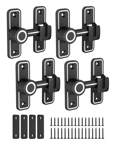 90/180 Degree Heavy Duty Barn Door Lock, Glow Black, 4 Pack | Thickened Zinc Alloy, Anti-Corrosion Coating, 3mm Spacer, Left Or Right Installation, For Sliding Doors, Shed And Bathroom - color: Luminous Black-4PCS