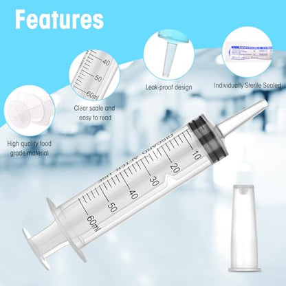 60ml Syringes without Needle, Large Plastic Liquid Syringe, 4 Pack