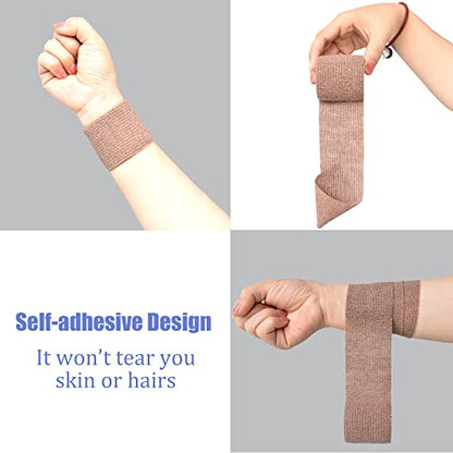 2 Inches Self Adhesive Bandage Wrap Cohesive Wrap, 9 Pack, Brown - color: Brown, size: 2 Inch