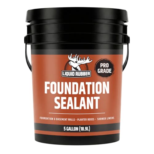Liquid Rubber Foundation Sealant - Basement Waterproof Sealer, Black, 5 Gal | Flexible Elastomeric Coating - Crack Filler, Leak Repair, Basement Waterproofing Solution, Indoor/Outdoor Use, DIY Protection - size: 5 Gallon