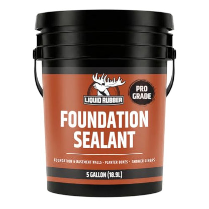 Liquid Rubber Foundation Sealant - Basement Waterproof Sealer, Black, 5 Gal | Flexible Elastomeric Coating - Crack Filler, Leak Repair, Basement Waterproofing Solution, Indoor/Outdoor Use, DIY Protection - size: 5 Gallon