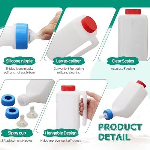 2 Pack 800ml Lamb Feeding Bottle,Hang Upside Down
