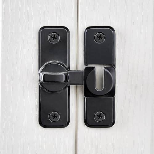 Black 90/180 Degree Flip Latch,Zinc Alloy Barn Door Latch - color: Black