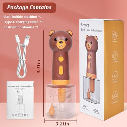 Electric Foaming Shampoo Dispenser for Dog and Cat Bathing, Rechargeable Soap Dispenser for Pet Bathing, Bathroom, Kitchen Sink, Toilet Cleaning - color: Brown Bear