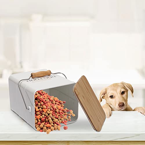 Farmhouse Dog Food Storage Container,6L Dog Food Canisters,Pet food Container Hold 5~6lbs Dog Food Treats,Airtight Dog Puppy food Storage with Lid and Scoop,Kibble Container Countertop-White… - color: green